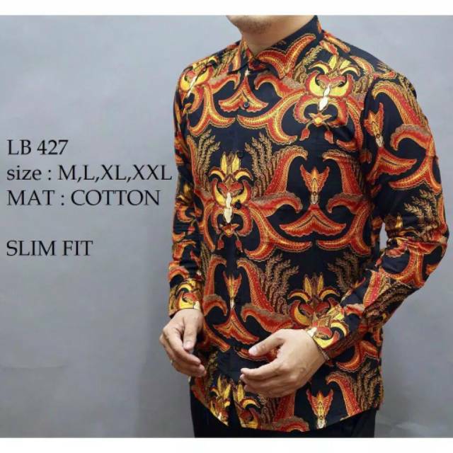 LB 427 kemeja batik slimfit pria