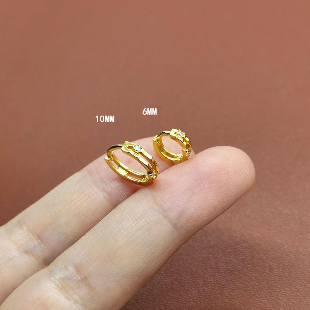 Suyo Anting Hoop Fashion Hypoallergenic Lapis Emas Cubic Zirconia