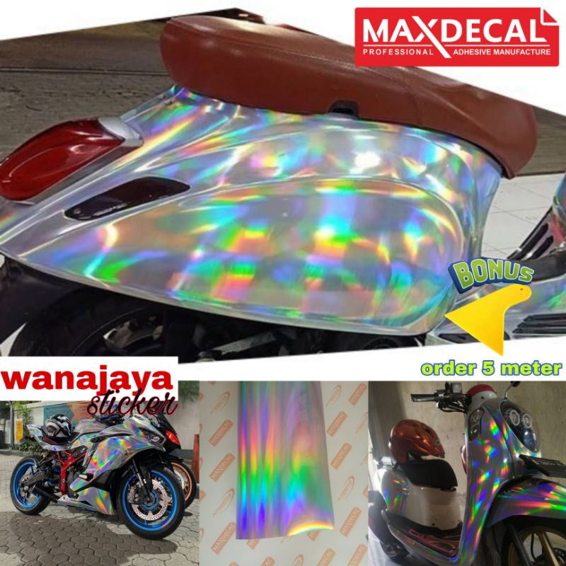 STIKER SKOTLET MOBIL HOLOGRAM / STICKER LASER CROME SILVER LEBAR 120 / STIKER SKOTLET MOTOR HOLOGRAM