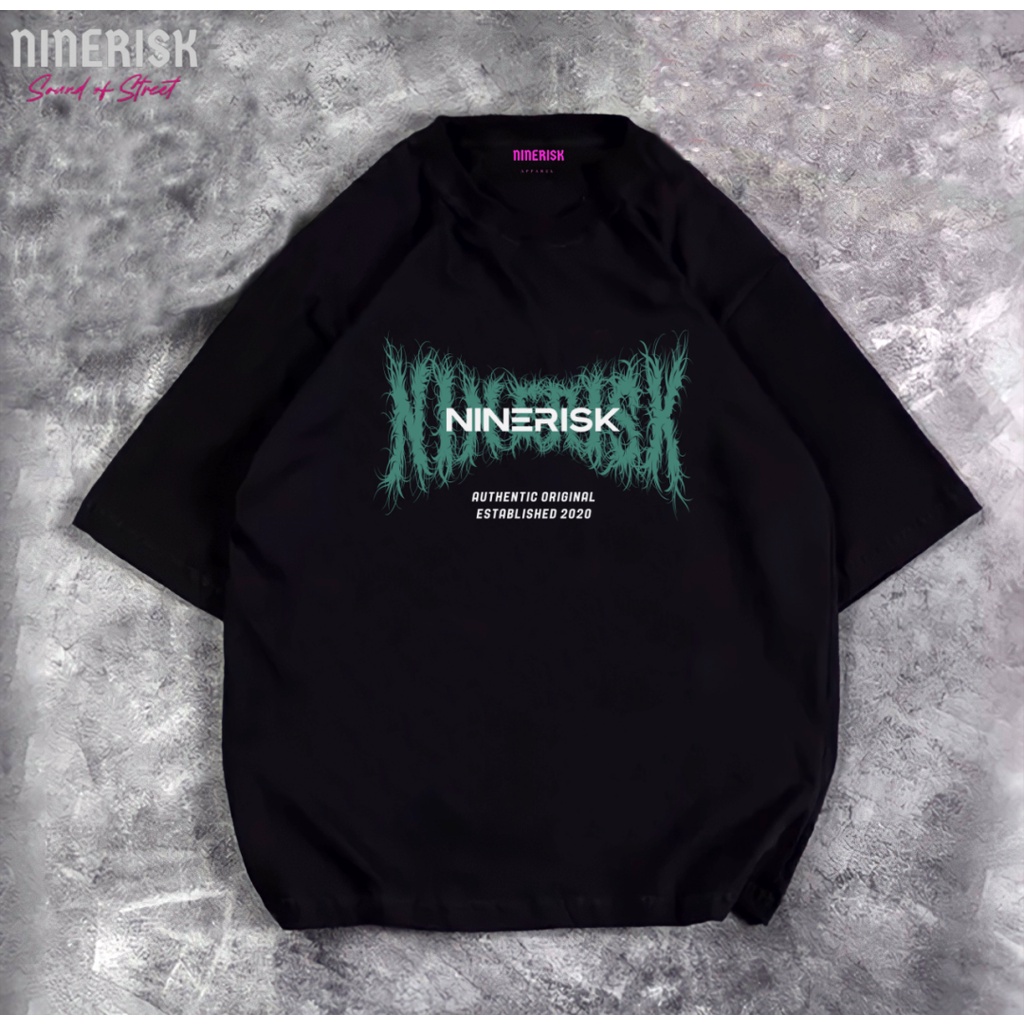 NINERISK Oversized shirt pria korea ninerisk MONMOSS kaos distro pria wanita original tshirt inrisk 