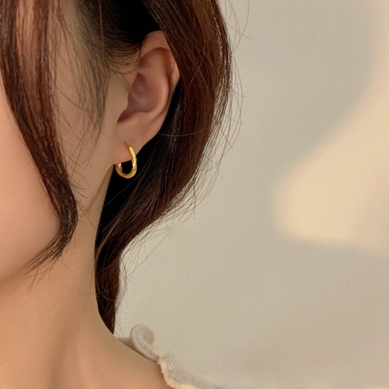 Magic789 Anting Bulat Silver S925 Minimalis Bentuk Geometri Untuk Perhiasan Wanita