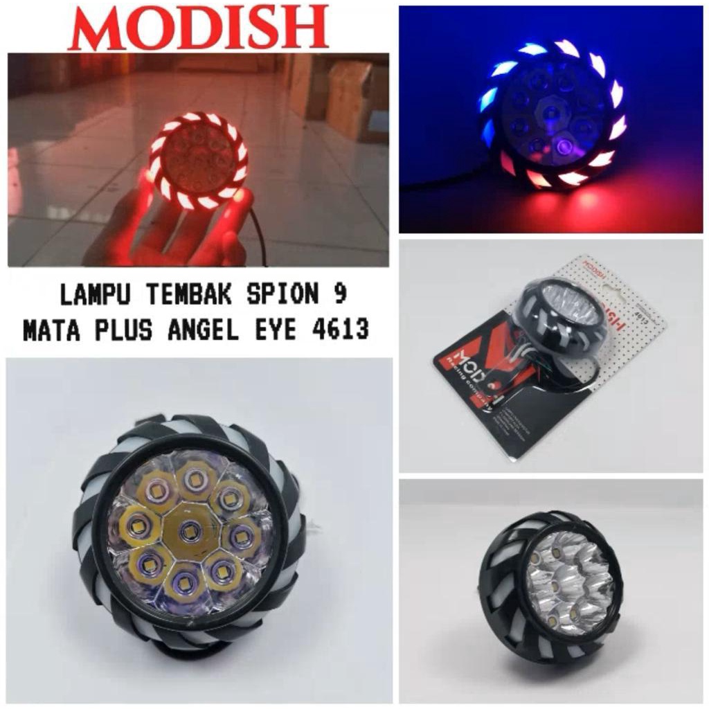 PROMO LAMPU TEMBAK SOROT LED BREKET SPION 9 MATA PLUS ANGEL EYE RAINBOW