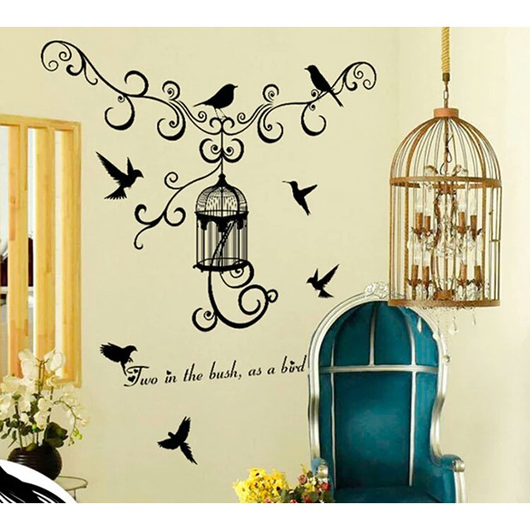 RELIZA WALLSTICKER SANGKAR HITAM BIRDS BLACK CAGE SK7055 STIKER DINDING WALL STICKER