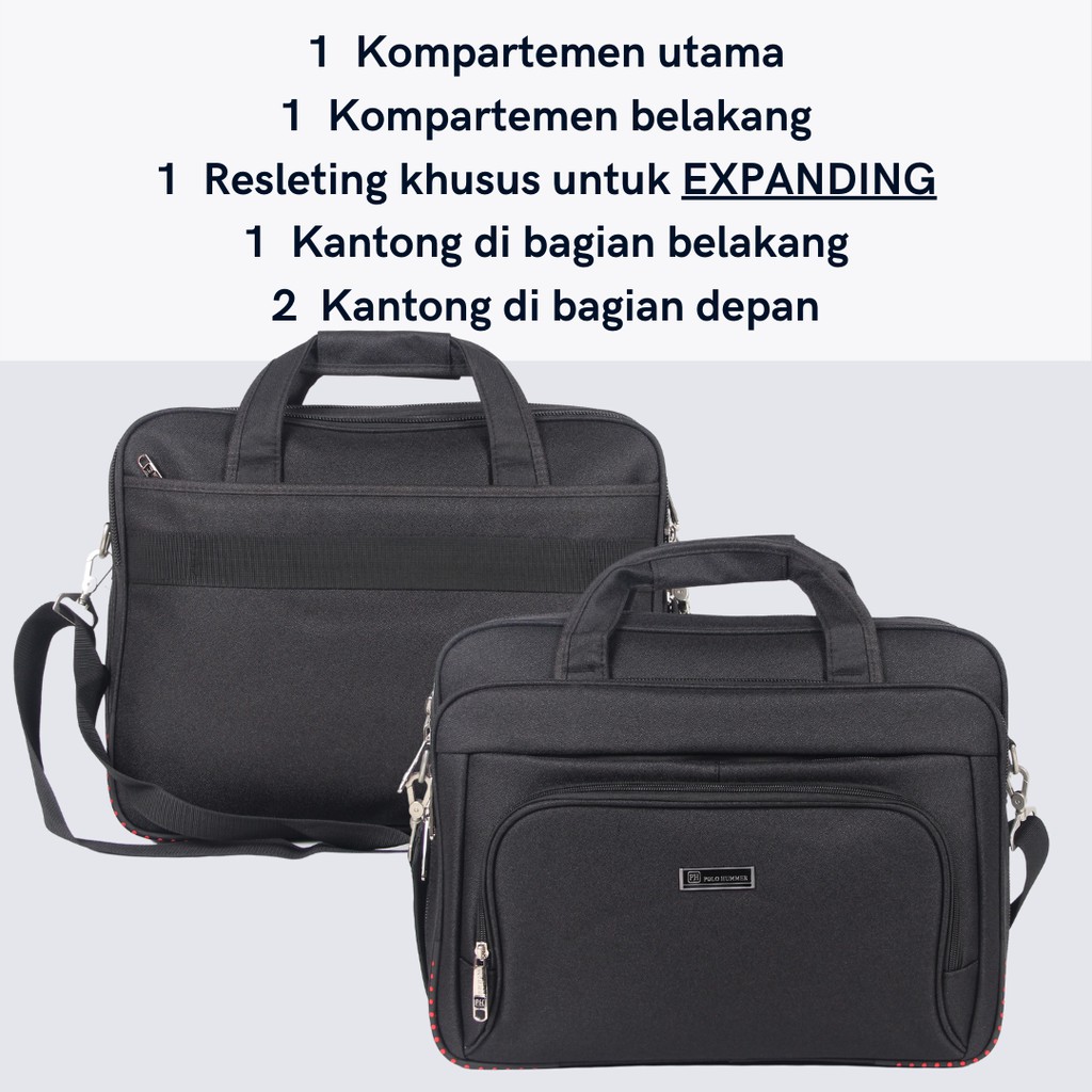 Stopmap Pria Tas Kantor Laptop Expanding - Briefcase Import POLO HUMMER