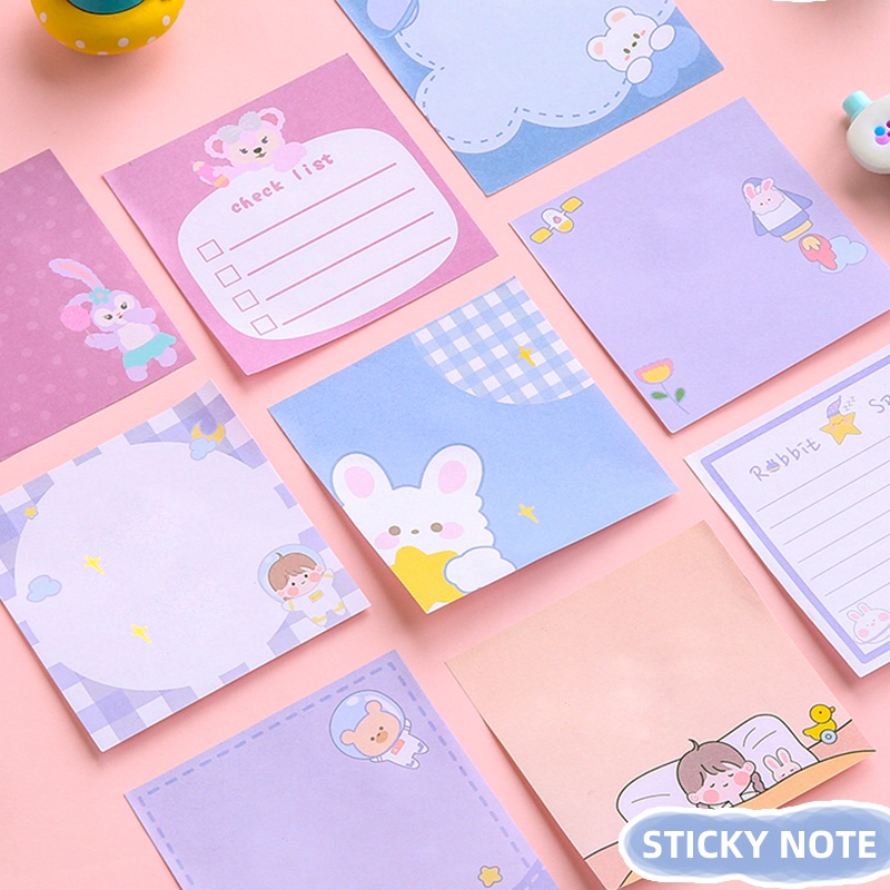 80 Sheets Korean Cartoon Cute Sticky Notes Student Memo Guestbook