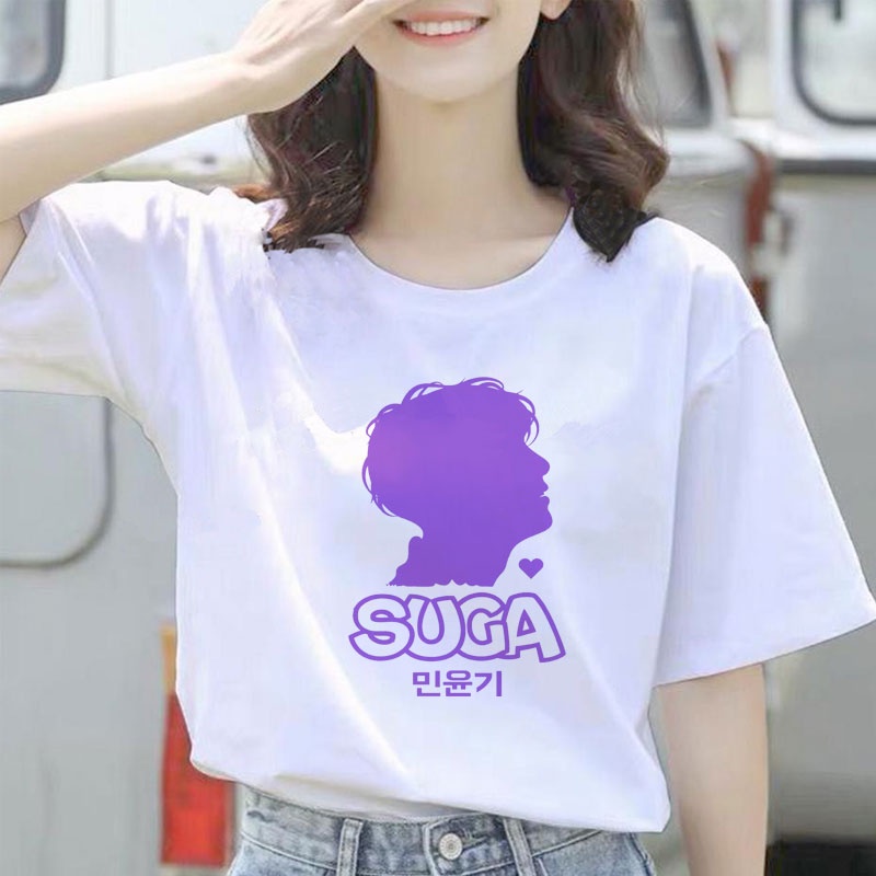 Baju Kaos BTS Siluet Suga Wanita Cewek Jumbo Oversize Lengan Pendek Butter Permission To Dance Dynam
