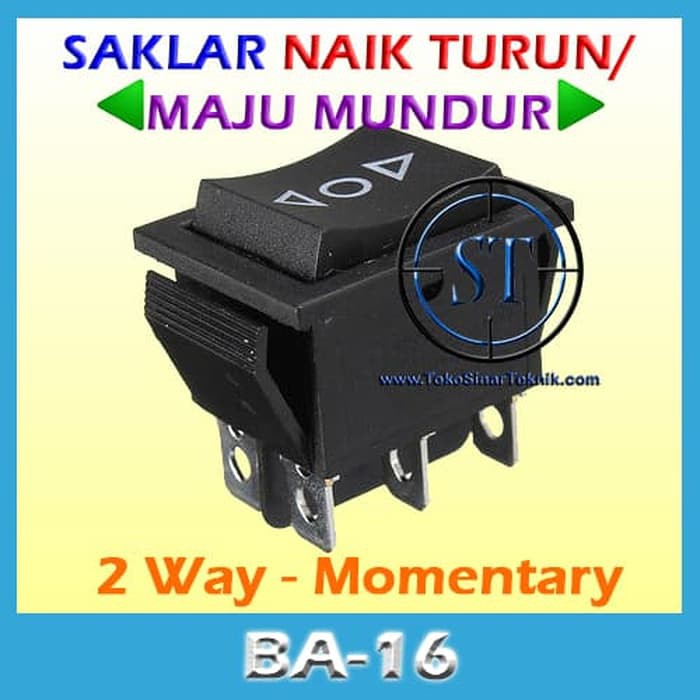 BA-16-6MM Rocker Switch 6 Kaki Maju Mundur Naik Turun SPDT DPDT