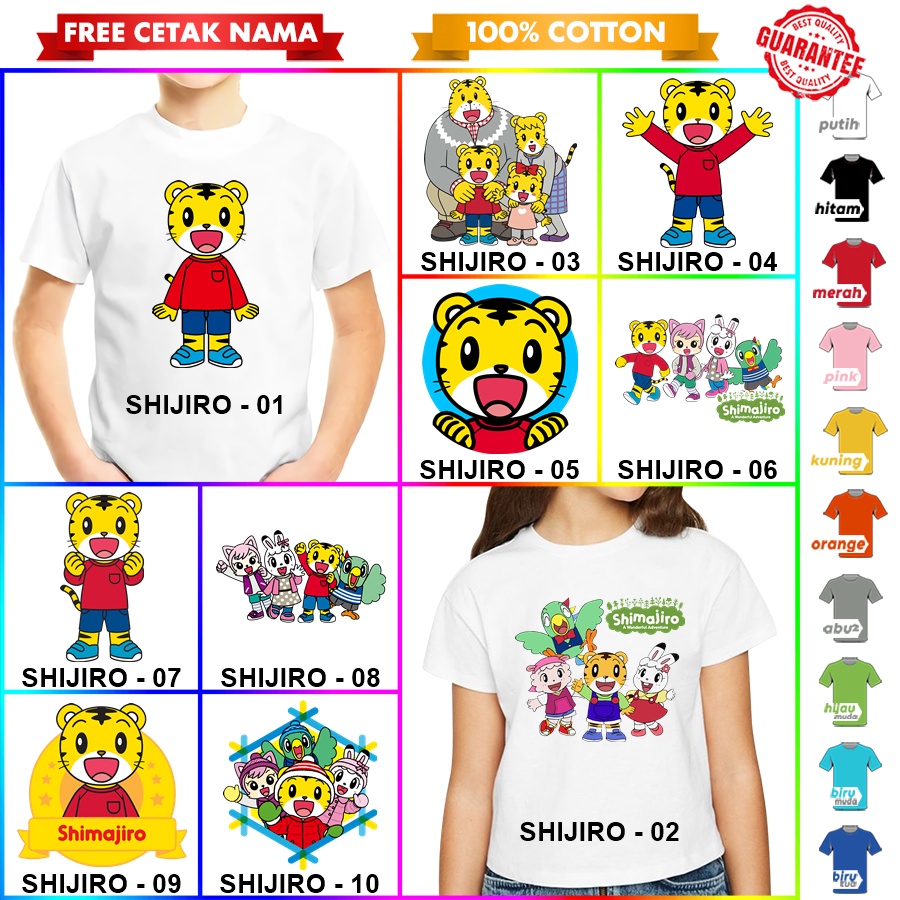 [FREE NAMA!!] Baju Kaos ANAK DAN DEWASA SHIMAJIRO BANYAK MOTIF