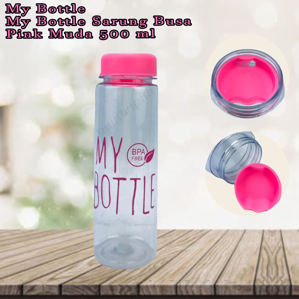 Botol Air * My Bottle Sarung Busa * botol minum * Warna Pink Muda * 500ml