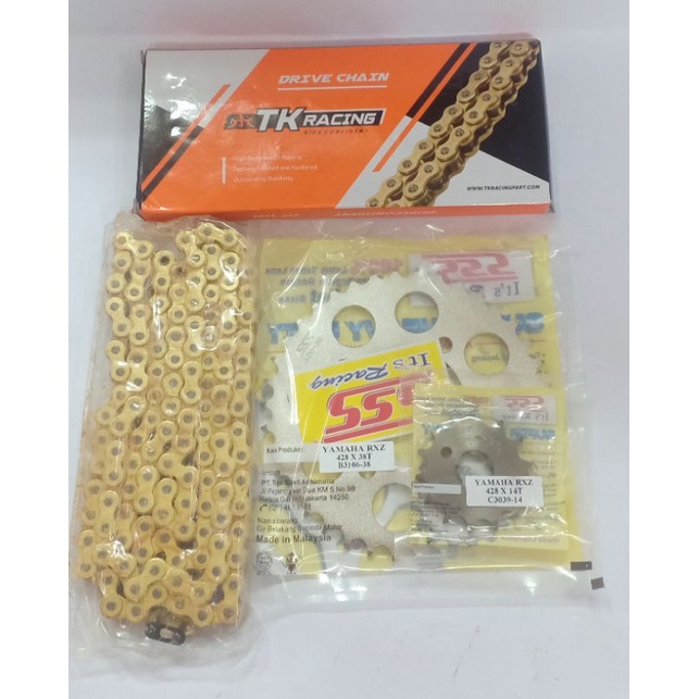 1SET GIR SSS 428/GEAR SET SSS 428 TEBAL ORIGINAL SSS YAMAHA RX KING/F1ZR/JUPITER MX OLD/JUPITER MX NEW 135/VEGA R NEW/VEGA R LAMA/JUPITER Z LAMA/JUPITER BURHAN/JUPITER MX LAMA/RXZ-Rantai tk racing