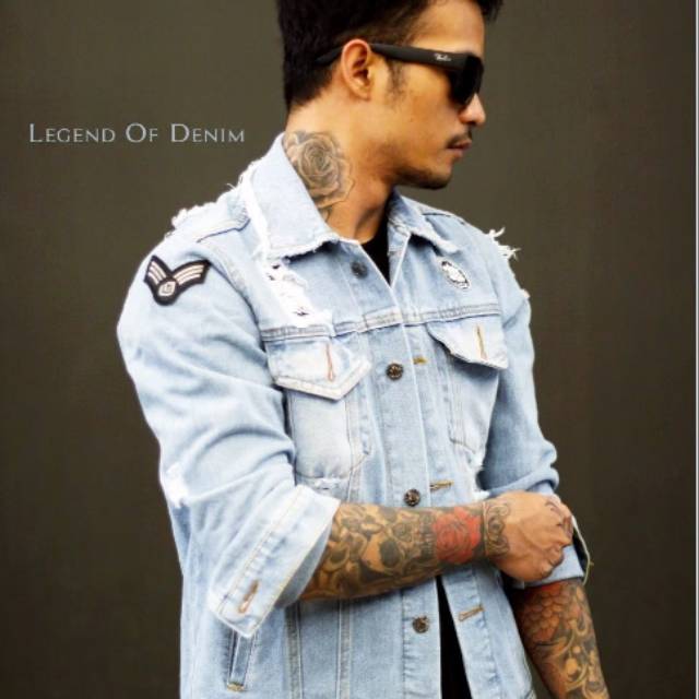 Jaket jeans sobek legend of denim