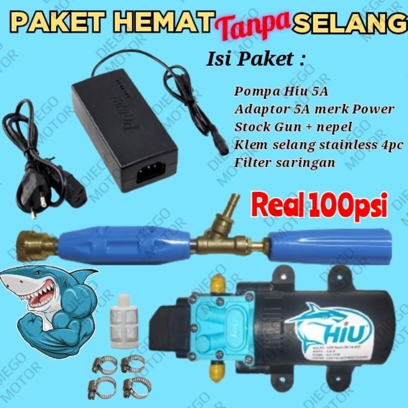 Pompa air tekanan tinggi doorsmeer mini steam DC 12V paket lengkap TANPA selang hiu 5A
