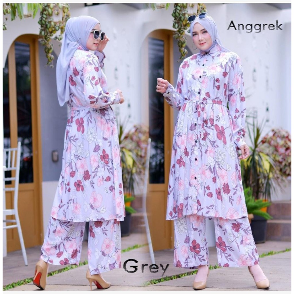 MODEL BARU)SIZE S-M,L,XL/ SETELAN TUNIK ZINNIA/LONG TUNIK RAYON/SET BAJU SETELAN WANITA/SIZE JUMBO