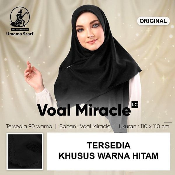 [KHUSUS HITAM] S4 HIJAB VOAL MIRACLE PLAIN UMAMA LASER CUT