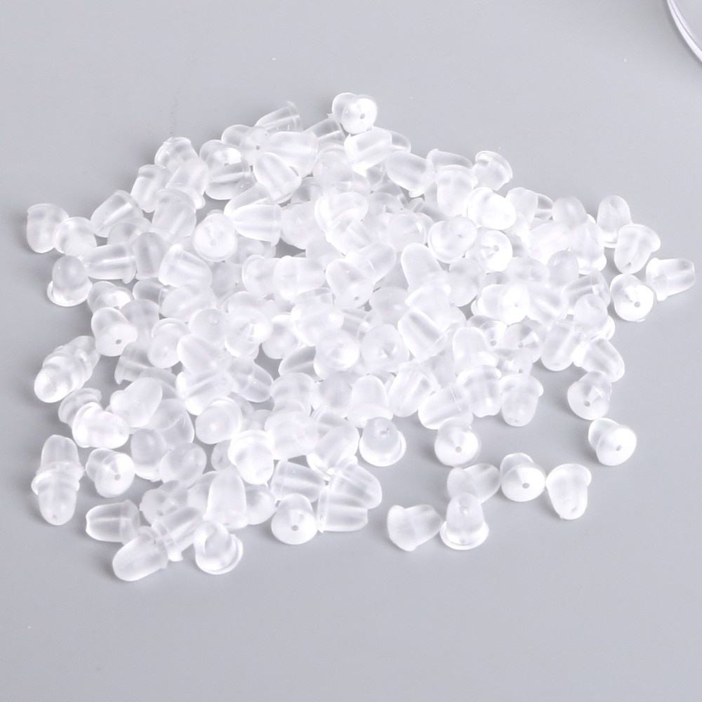 100pcs/lot Clear Soft Silicone Rubber Earring Backs Safety Bullet Stopper Rubber Jewelry Accessories DIY Parts Ear Plugging