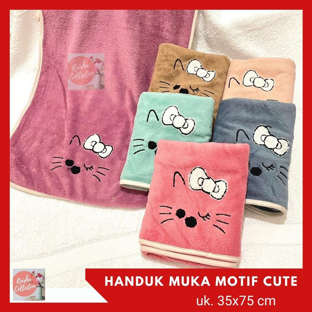 Rc Handuk Muka/ Handuk Leher Ukuran 35x75cm Motif Karakter Dan Polos Import