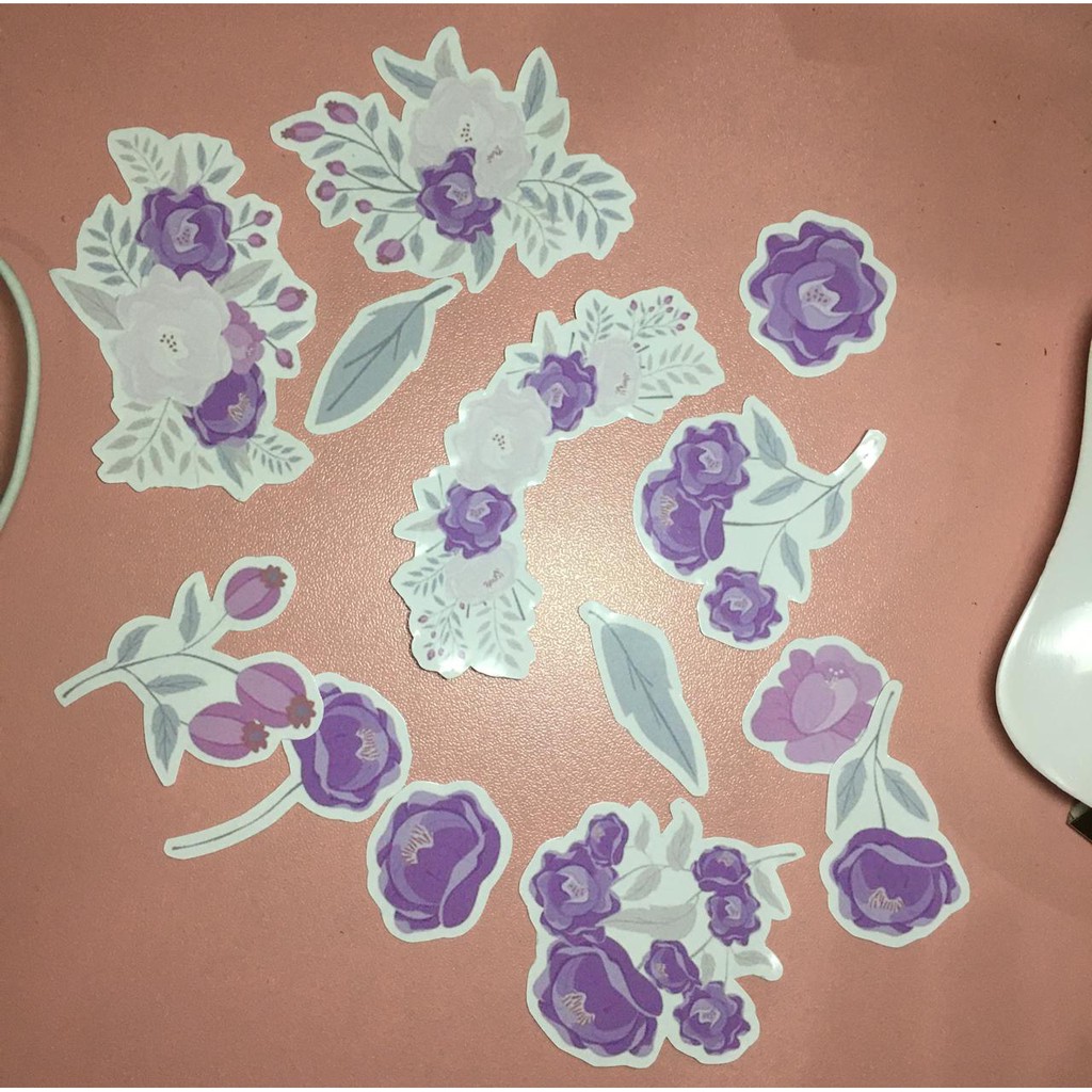 

Sticker Purple Flower Die Cut Scrapbook DIY Planner Bujo Diary Tumblr Aesthetic