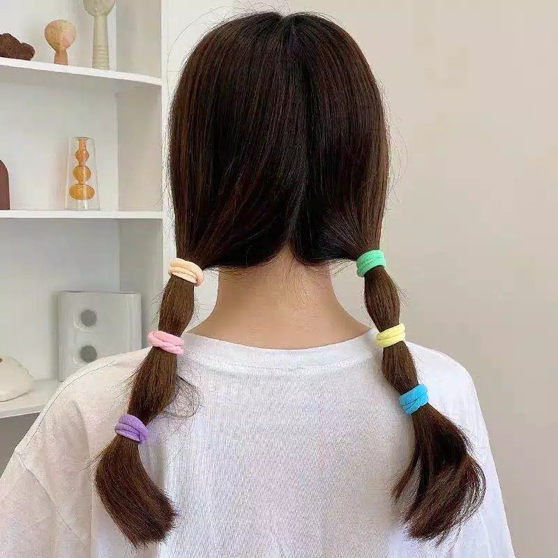 ♥TMALL88♥ Ikat Rambut Anak Ikat Rambut Wanita Korea / Ikat Rambut Donat Isi 50 pcs / FREE POUCH