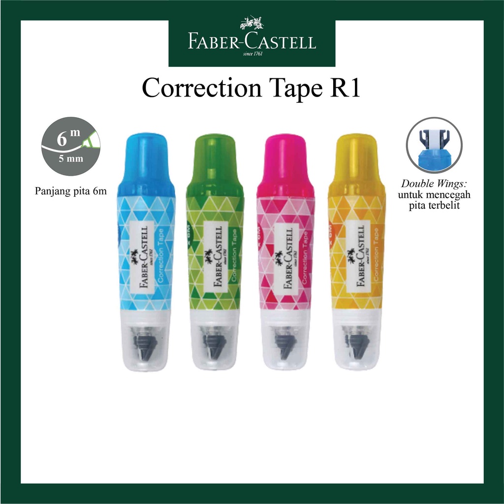 

Correction Tape Faber Castell R1 / Tipe X Kertas / Koreksi Tulisan Pulpen / Bisa di Isi Ulang