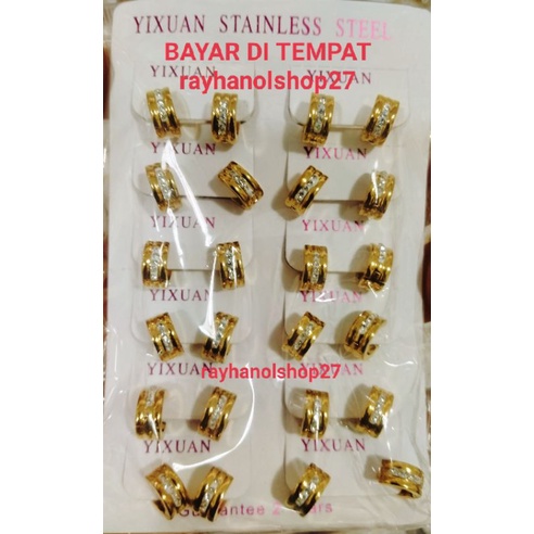 RO-27 TERBARU ANTING TITANIUM MOTIF PILIHAN ANTI KARAT TERSEDIA WARNA SILVER DAN GOLD LAPIS EMAS