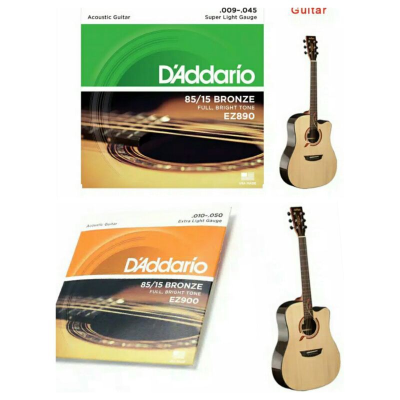 Senar D'addario Bronze EZ900 ukuran 0.10 inch dan EZ890 0.09 inch