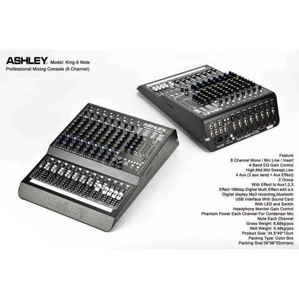 mixer audio ashley king 8note / king 8 note / king8note 8 channel