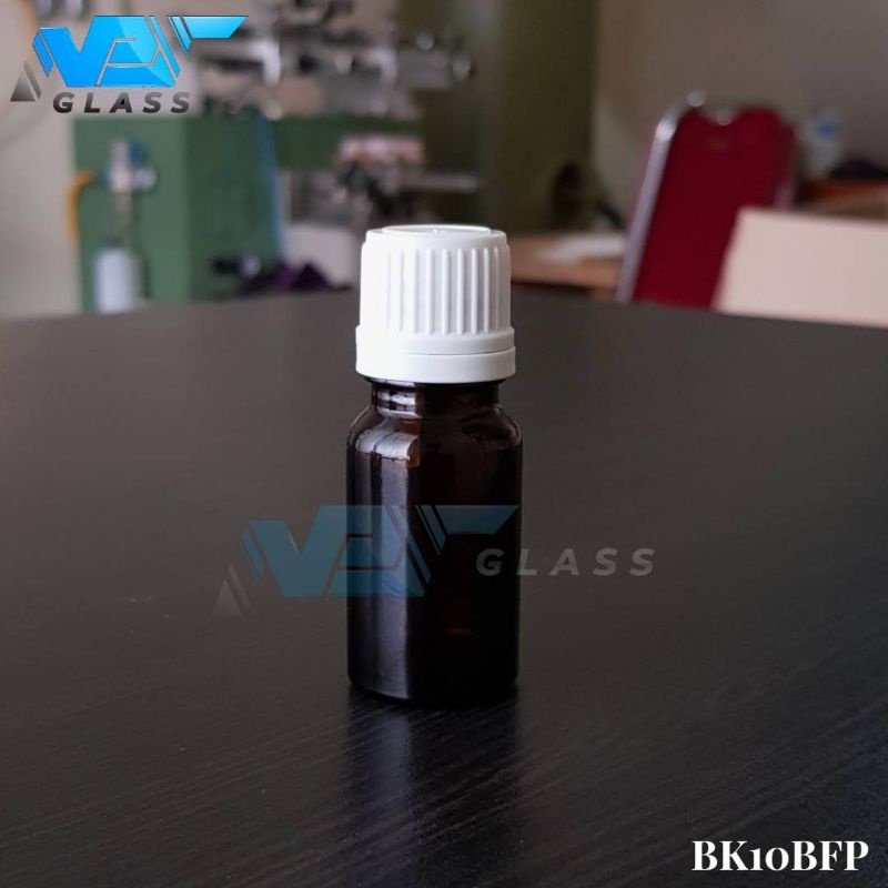 botol kaca 10ml coklat amber tutup filler putih / botol kaca essential oil 10ml