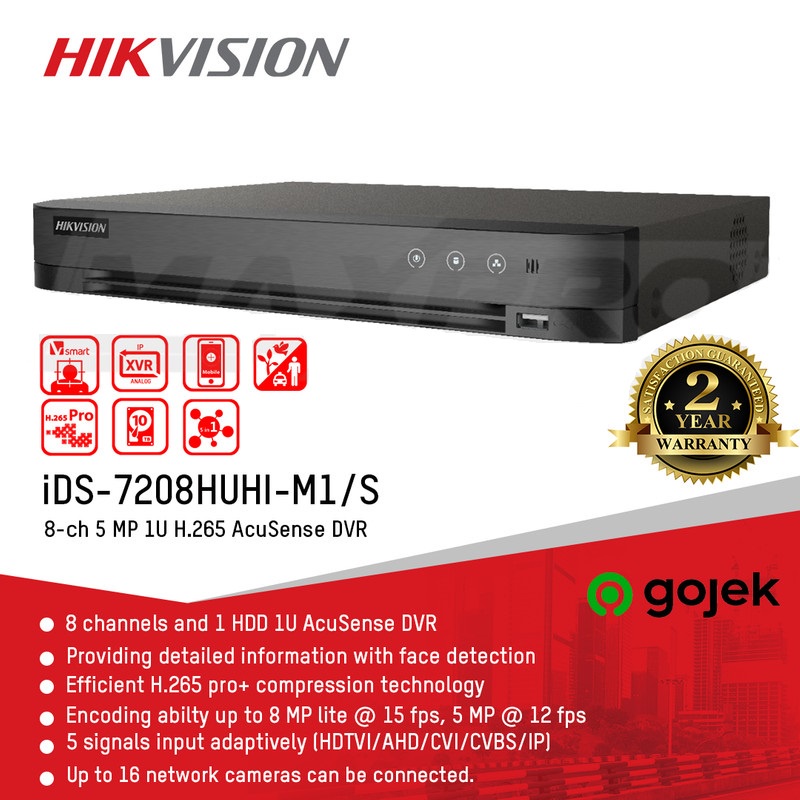 iDS-7208HUHI-M1/S - DVR HIKVISION 5MP 8 CHANNEL - ACCUSENSE