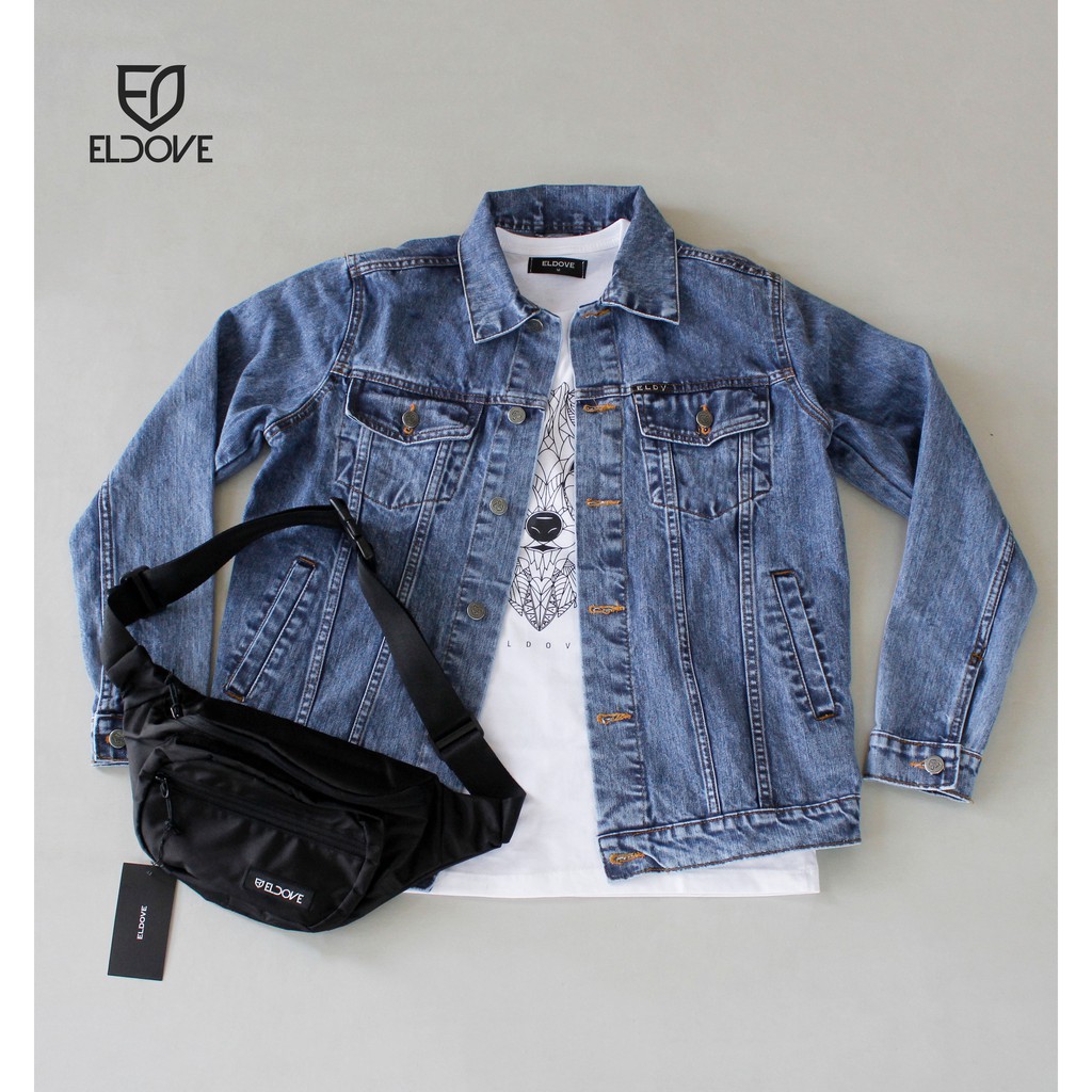 Eldove Paket Denim Jacket + Kaos + Waistbag 9502