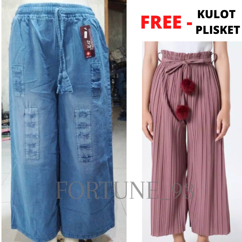 PROMO BELI 1 DAPAT 1 ✅ KULOT JEANS WANITA PREMIUM RIPPED SOBEK KOREAN HIGHT WAIST KULOT RIPPED SNOW 