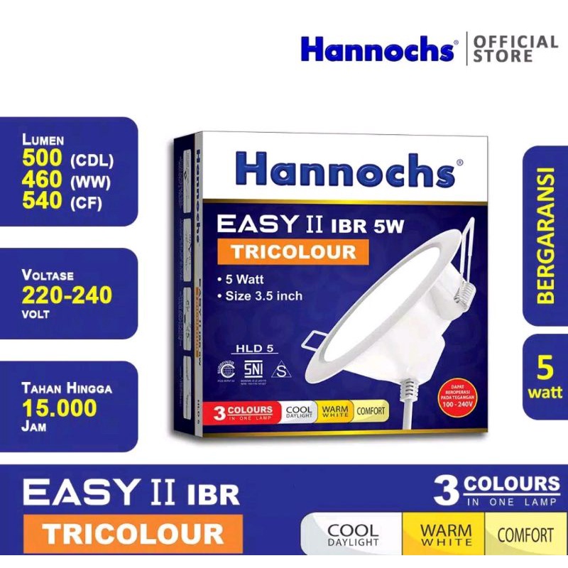 HANNOCHS EASY IBR 5W 5 WATT TRICOLOUR / HANNOCHS EASY 5W 5 WATT IBR BULAT TRICOLOUR