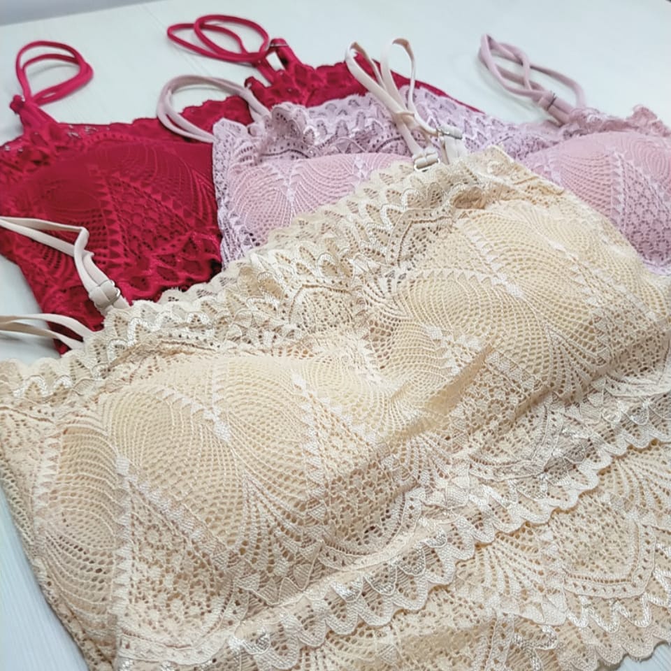 Bra Tank Top Set Celana Dalam Renda 6452 Pakaian Dalam Brukat Tali Import Tanktop Kemben Murah