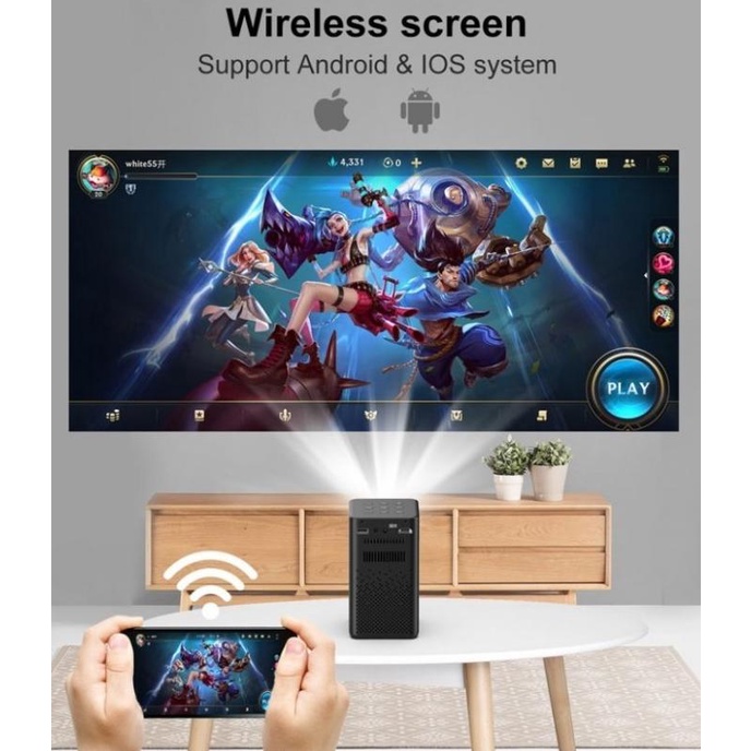 DLP P10 MINI SMART PROJECTOR ANDROID WIFI 6.0 OCTACORE 2GB/16GB 200INC Termurah