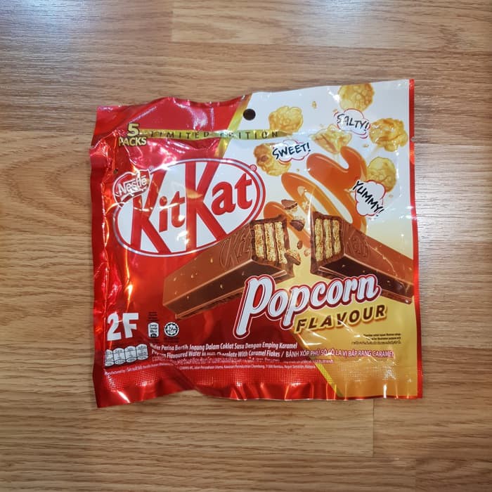 Kit Kat Rasa Popcorn KitKat Popcorn Flavour Rare Limited Edition 5 pcs Biskuit Kit Kat Thailand Ori