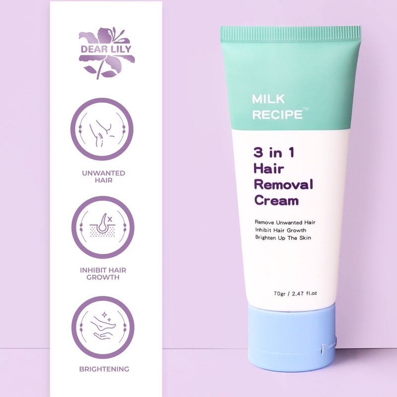 Milk Recipe 4 in 1 Hair Removal Cream Krim Penghilang Bulu Perontok Bulu ketiak / Bulu kaki Milk Recipe Body Wash Milk recipe milk tea body wash calendula flowers body wash MILK RECIPE Bright &amp; smooth Axillary Cream