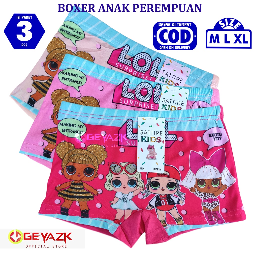 3 Pcs Boxer Anak Perempuan Celana Dalam Renang Anak Cd