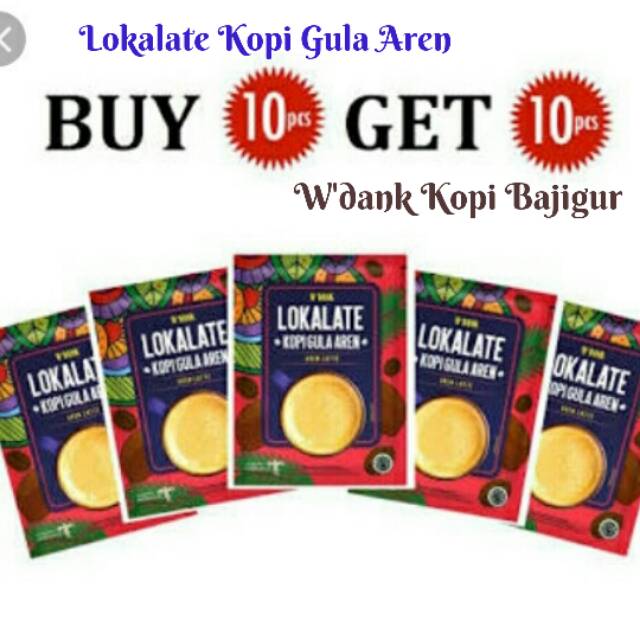 Beli 10 Pcs W'DANK LOKALATE KOPI GULA AREN Free 10 sachet W'dank Kopi Bajigur