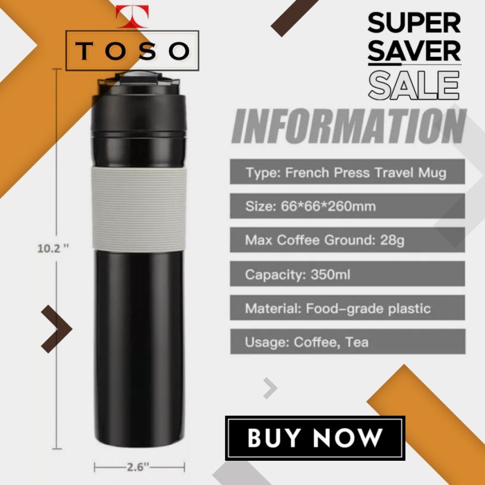 

DISKON - (BISA COD) Portable French Press Coffee Maker 300ml Coffee Tumbler Gelas Kopi Mug