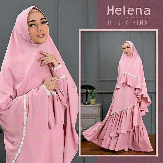 PROMO    Gamis Polos syari muslim wanita terbaru helena model kekinian LD 100 all size fit L Busui