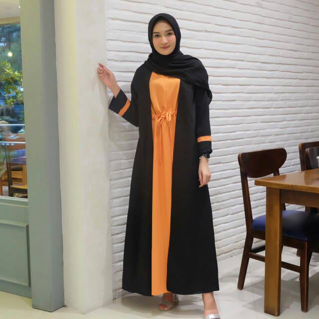 Dress + outer tali pinggang serut terbaru
