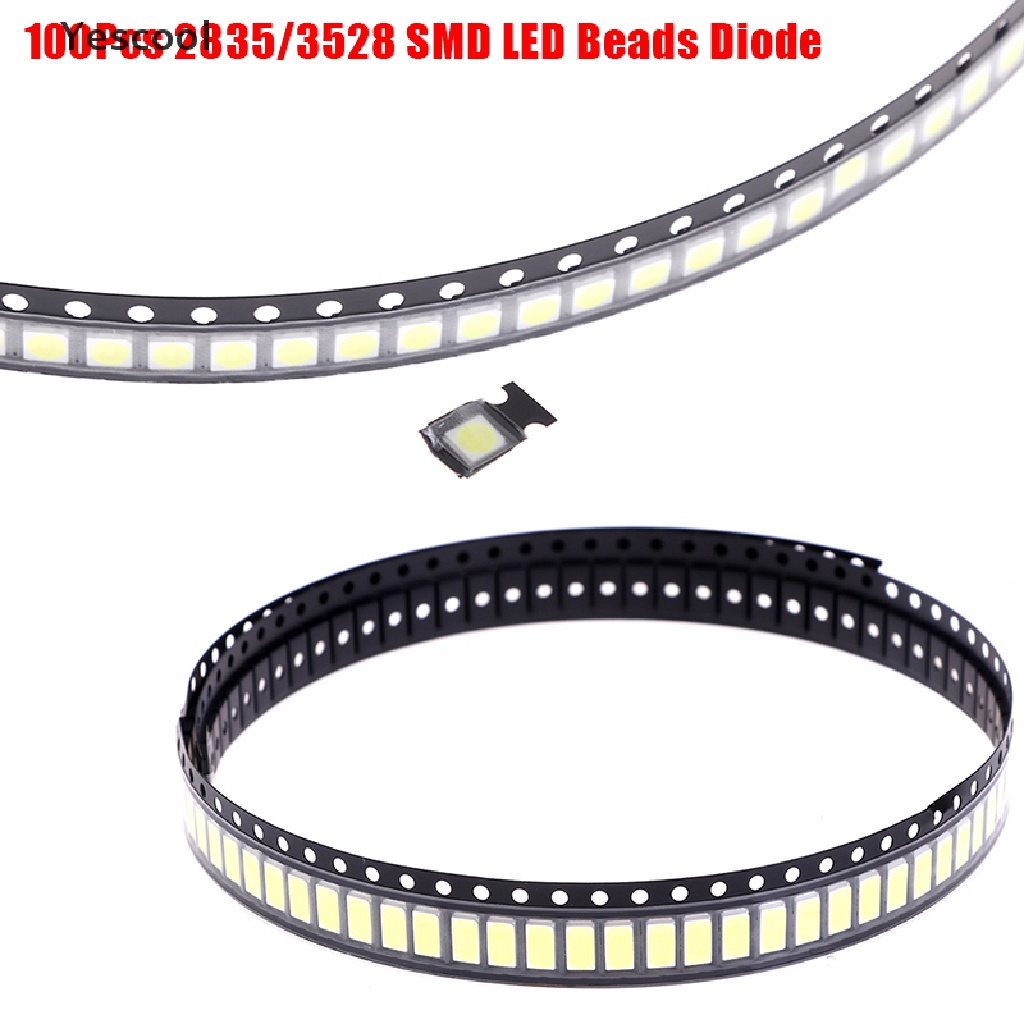 Yescool 100Pcs Chip LED SMD 2835 / 3528 1W 3V Cold White Untuk TV LED Diodes