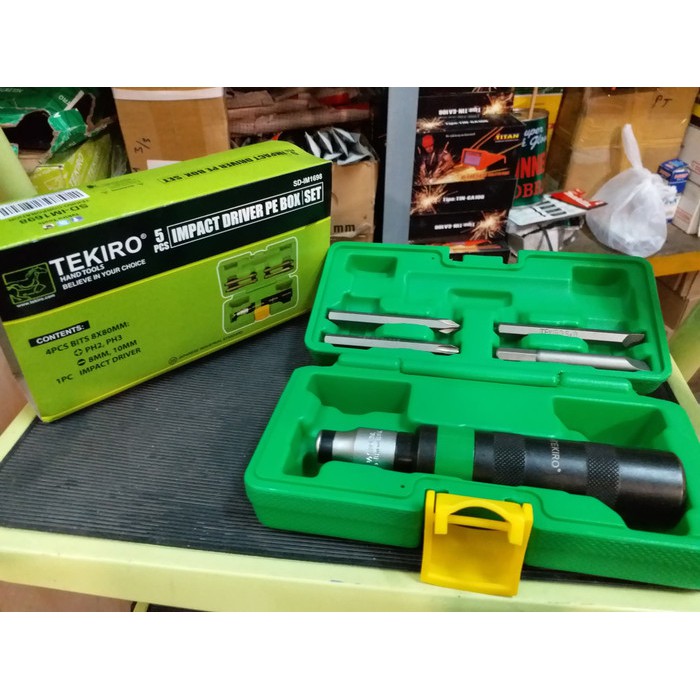 tekiro obeng ketok 5 pcs / impact driver set tekiro box plastik