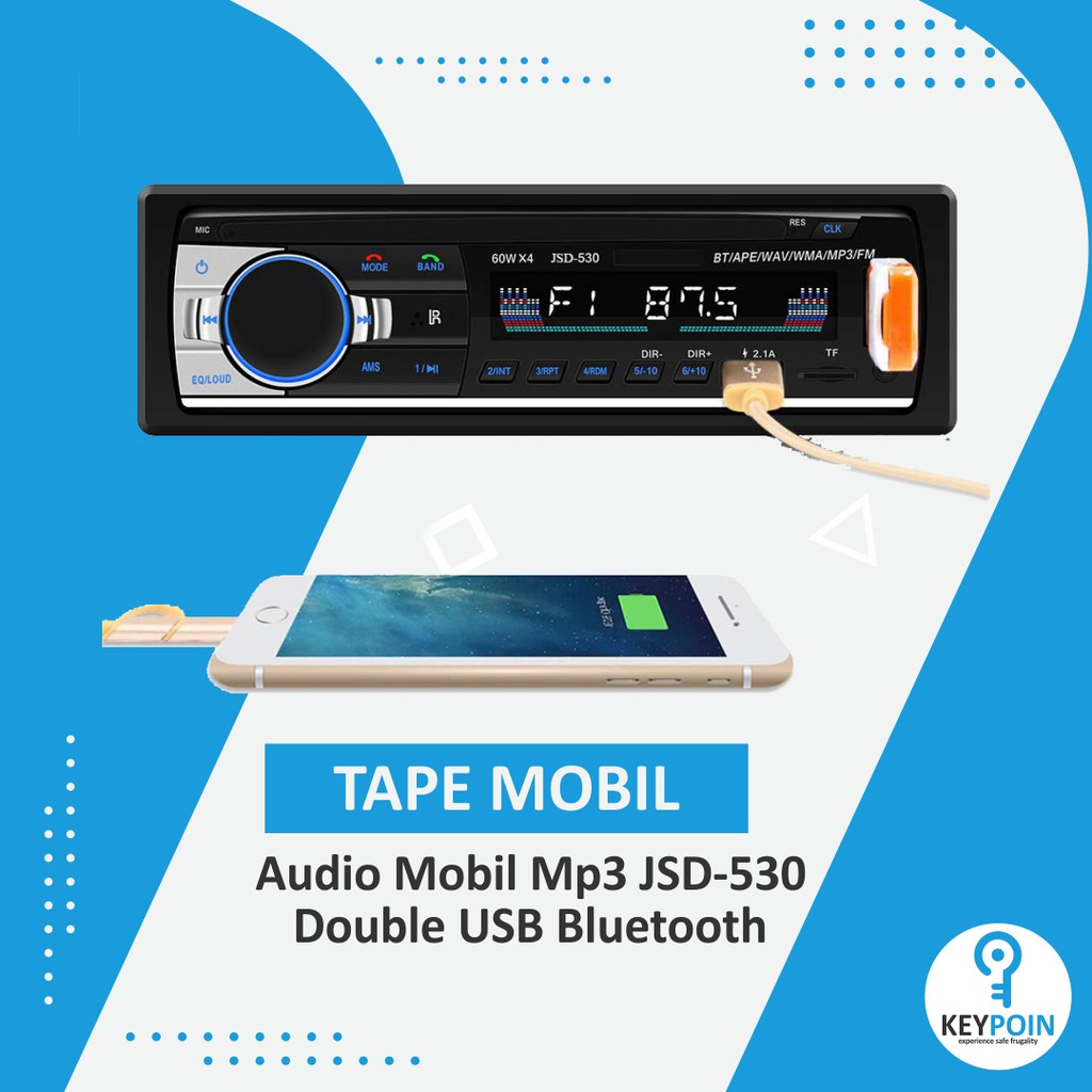 TAPE MOBIL MULTIFUNGSI DOUBLE USB BLUETOOTH AUDIO MP3 FM RADIO - JSD-530