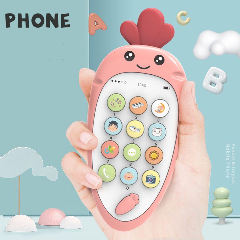 Mainan Teether Bentuk Telepon Motif Bunga Dengan Suara Musik Untuk Bayi