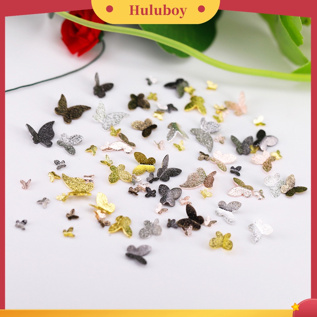 Huluboy Huluboy♡ 100pcs / Pak Kupu-Kupu 3D Untuk Dekorasi Manicure