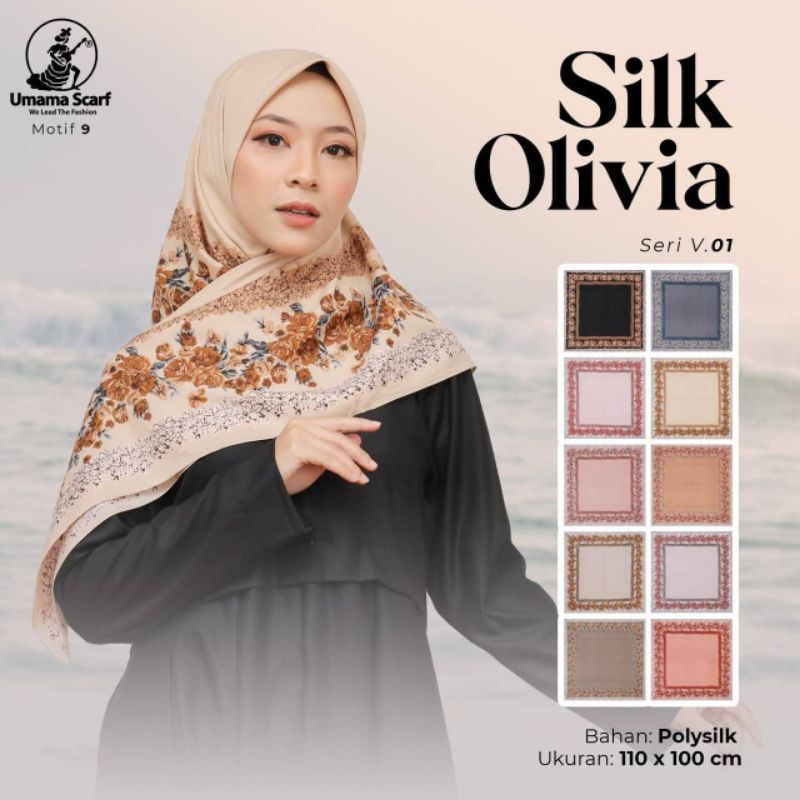 JILBAB UMAMA BUTTER SILK OLIVIA MOTIF TERBARU ORIGINAL  JILBAB SEGI EMPAT