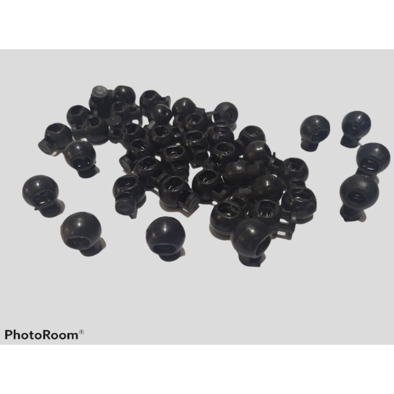 STOPPER TALI TAS SERUT / TALI KUR -+ 500 PCS Stopper Bulat Hitam Putih