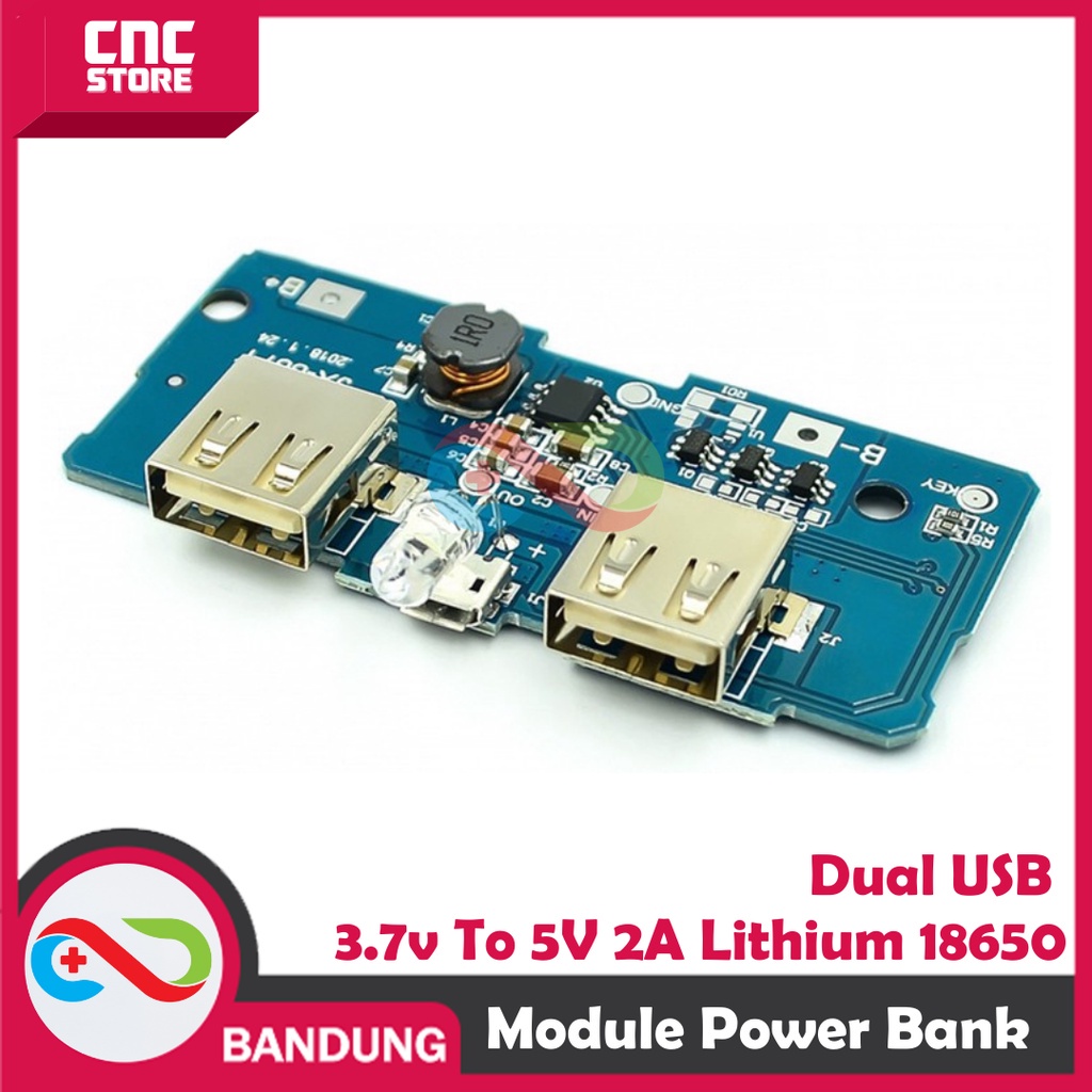 DIY MODULE POWER BANK DUAL USB 3.7V TO 5V 2A LITHIUM 18650 MODUL PB