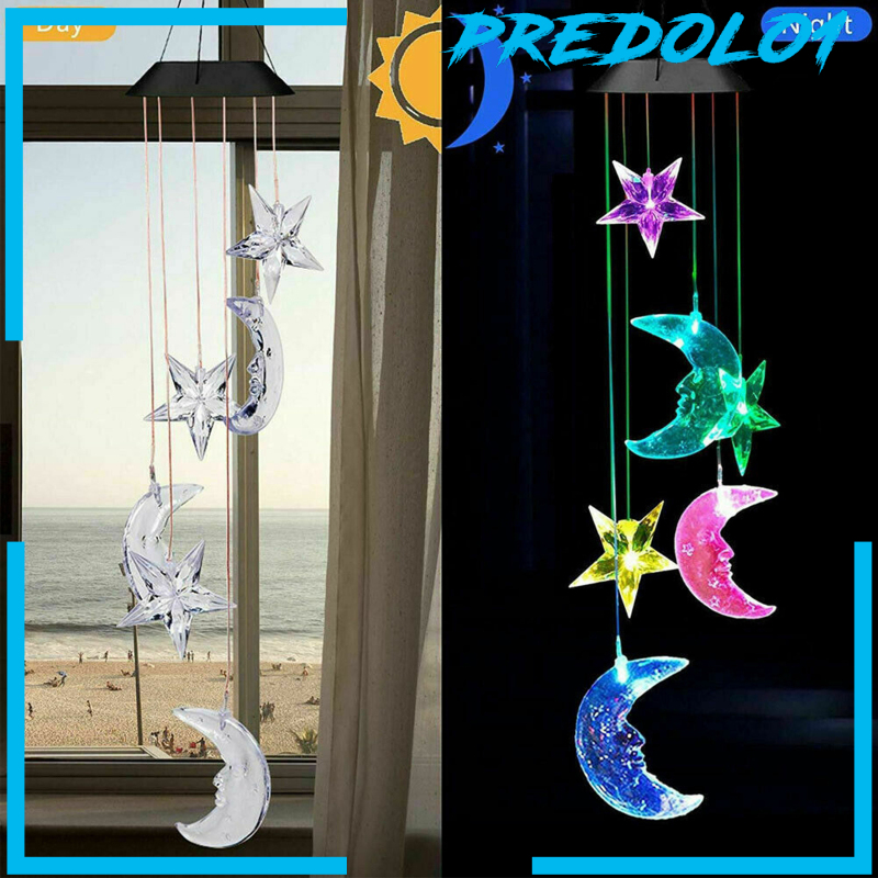 (Predolo1) Wind Chimes / Genta Angin Tenaga Surya Berubah Warna Untuk Taman / Outdoor