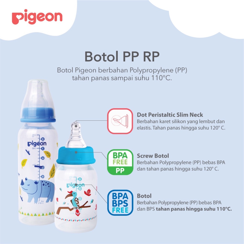Pigeon Botol Susu Peristaltic Nipple Round Nursing Bottle PP RP Slim Neck Orangutan 50ml